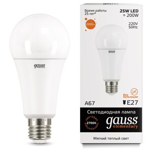 Лампа светодиодная gauss 73215 E27, A67, 25Вт, 2700К (фото modal nav 1)