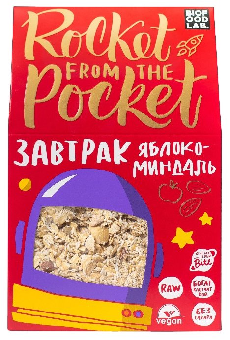 Мюсли Rocket from the Pocket хлопья яблоко-миндаль, коробка (фото modal 1)