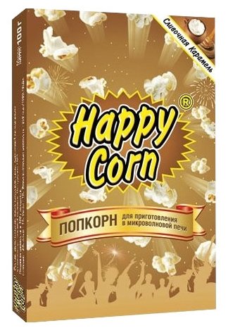 Попкорн Happy Corn Сливочная карамель в коробке готовый, 100 г (фото modal 1)