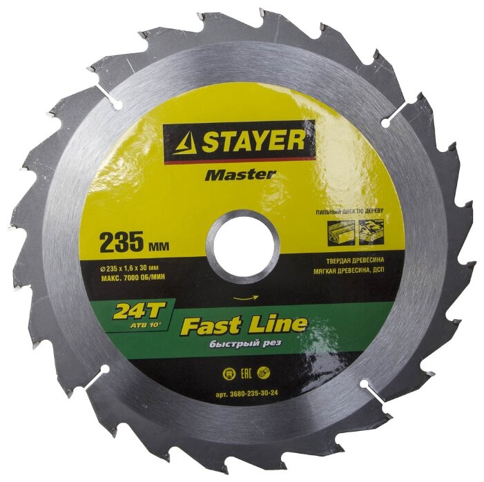 Пильный диск STAYER Fast Line 3680-235-30-24 235х30 мм (фото modal 1)