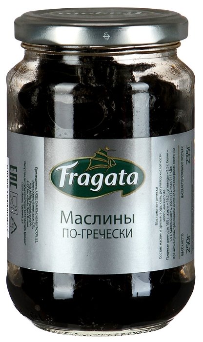 Fragata Маслины по-гречески в рассоле, стеклянная банка 250 г (фото modal 1)