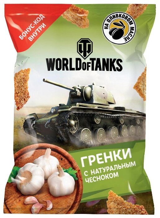 United Food Group гренки World of Tanks пшенично-ржаные с натуральным чесноком, 90 г (фото modal 1)