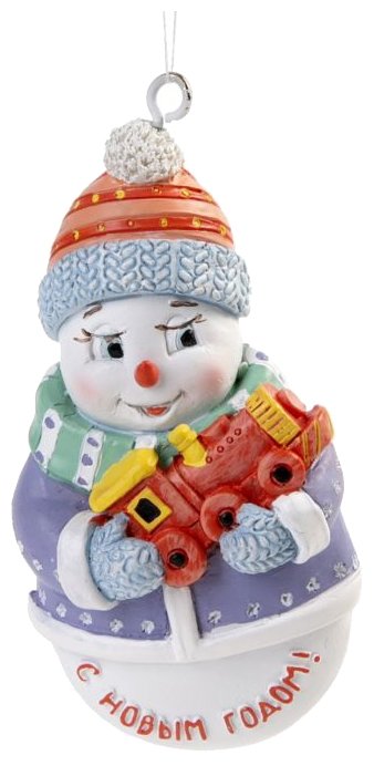 Елочная игрушка Феникс Present Снеговик с паровозиком (77787) (фото modal 1)