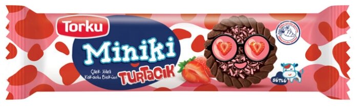 Печенье Torku Miniki с какао, клубничным джемом и шоколадными гранулами, 102 г (фото modal 1)