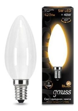 Лампа светодиодная gauss 103201105 E14, C35, 5Вт, 2700К (фото modal 1)