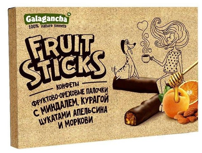 Набор конфет GALAGANCHA Fruit Sticks с курагой и миндалем 175 г (фото modal 1)