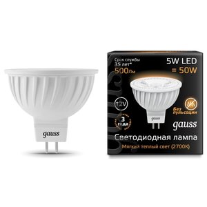 Лампа светодиодная gauss, LED MR16 201505105 GU5.3, JCDR, 5Вт, 2700К (фото modal nav 1)
