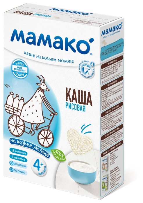 Каша МАМАКО молочная рисовая на козьем молоке (с 4 месяцев) 200 г (фото modal 1)
