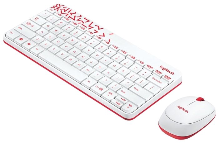 Клавиатура и мышь Logitech MK240 Nano White-Red USB (фото modal 1)
