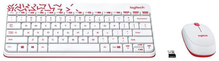 Клавиатура и мышь Logitech MK240 Nano White-Red USB (фото modal 3)
