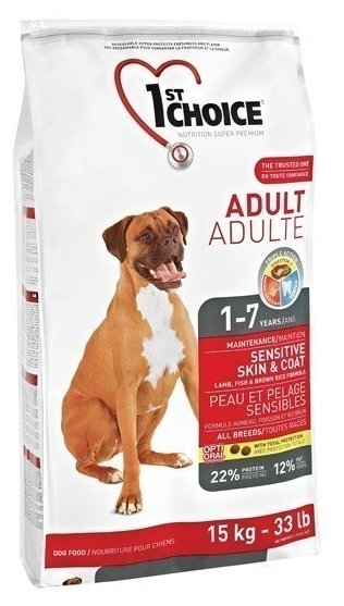 Корм для собак 1st Choice (15 кг) Sensitive skin and coat ALL BREEDS for ADULTS (фото modal 1)