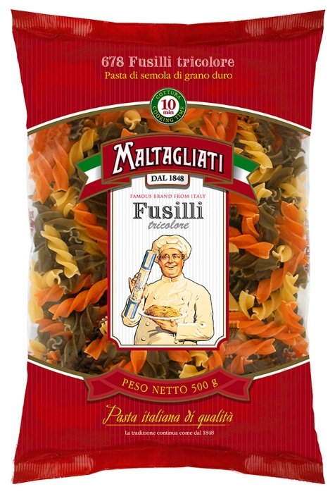 Maltagliati Макароны 678 Fusilli Tricolore с томатами и шпинатом, 500 г (фото modal 1)