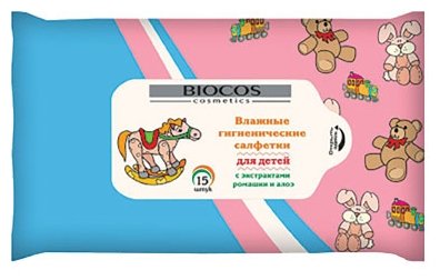Влажные салфетки BioCos Для детей с экстрактами ромашки и алоэ (фото modal 2)