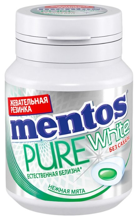Жевательная резинка MENTOS Pure white Нежная мята 54 г (фото modal 1)