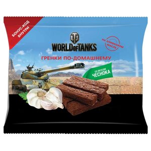 United Food Group гренки World of Tanks по-домашнему пшенично-ржаные с натуральным чесноком, 80 г (фото modal nav 1)