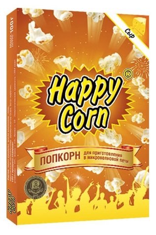 Попкорн Happy Corn сырный в коробке в зернах, 100 г (фото modal 1)