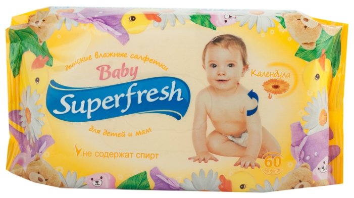Влажные салфетки Superfresh Baby для детей и мам с календулой (фото modal 1)