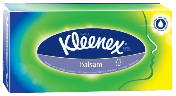 Салфетки Kleenex Balsam в картонной коробке 20 х 20 (фото modal 1)