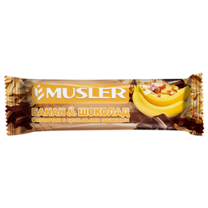 Злаковый батончик Musler в шоколадной глазури Банан и шоколад, 30 г (фото modal nav 1)