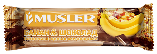 Злаковый батончик Musler в шоколадной глазури Банан и шоколад, 30 г (фото modal 1)