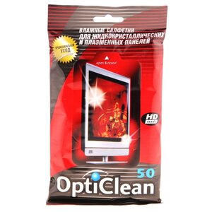 Opti Clean для жидкокристаллических и плазменных панелей влажные салфетки 50 шт. для экрана (фото modal nav 2)