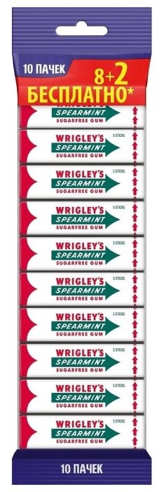 Жевательная резинка Wrigley's Spearmint без сахара 10 шт. (фото modal 1)
