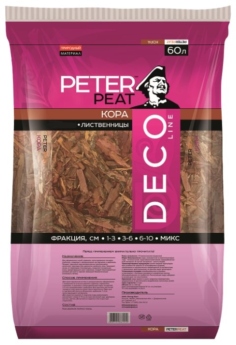 Кора лиственницы PETER PEAT Deco Line фракция 60-100 мм 60 л. (фото modal 1)