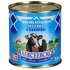 Сгущенное молоко Алексеевское цельное с сахаром 8.5%, 380 г (фото modal nav 1)