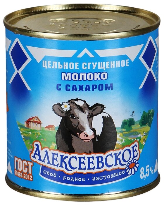 Сгущенное молоко Алексеевское цельное с сахаром 8.5%, 380 г (фото modal 1)