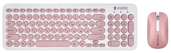 Клавиатура и мышь Jet.A Slim Line KM30W White-Pink USB (фото modal 1)