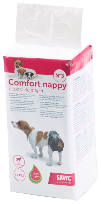 Подгузники для собак SAVIC Comfort Nappy Size 3 10.5х9.5х20 см (фото modal 1)