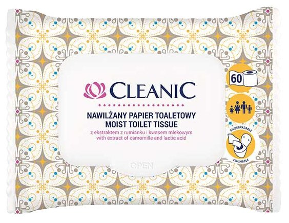 Влажная туалетная бумага Cleanic с экстрактом ромашки и молочной кислотой (фото modal 1)