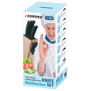 Набор AURORA 5 ножей и ножницы с подставкой (фото modal nav 3)