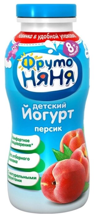 Йогурт питьевой ФрутоНяня с инулином персик (с 8-ми месяцев) 2.5%, 0.2 л (фото modal 1)