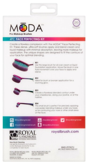 Набор кистей Royal & Langnickel Moda Prismatic 4pc Face Perfecting Kit, 4 шт. (фото modal 3)