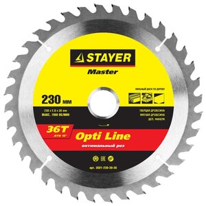 Пильный диск STAYER Opti Line 3681-230-30-36 230х30 мм (фото modal nav 1)