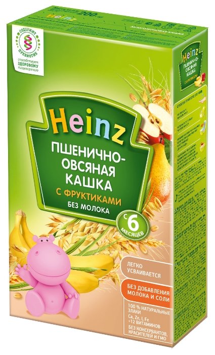 Каша Heinz безмолочная пшенично-овсяная с фруктами (с 6 месяцев) 200 г (фото modal 1)