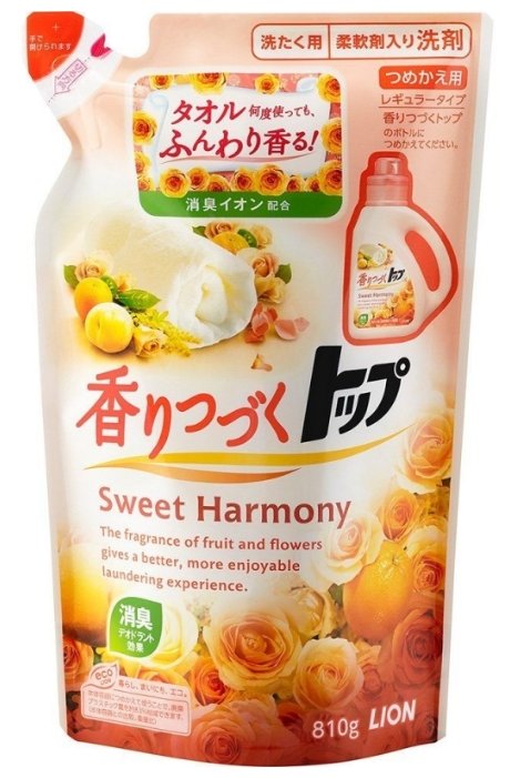 Жидкость для стирки Lion Top Sweet Harmony аромат цветов и апельсина (Япония) (фото modal 2)