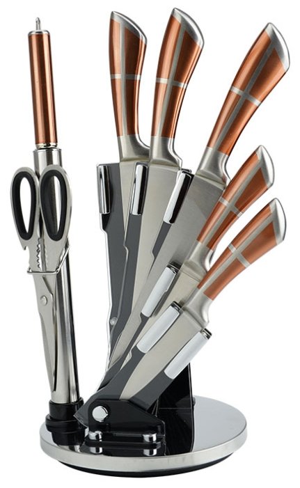 Набор Alpenkok 5 ножей, ножницы и мусат с подставкой АК-2090 (фото modal 1)