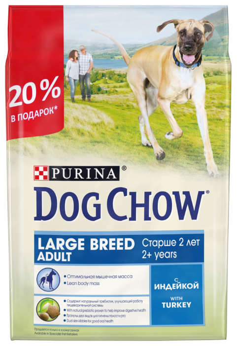 Корм для собак DOG CHOW Adult Large Breed с индейкой для взрослых собак крупных пород (фото modal 2)