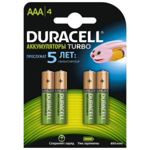 Аккумулятор AAA Ni-Mh 850 мА·ч Duracell HR03-4BL (4/40/15000) (фото modal nav 1)
