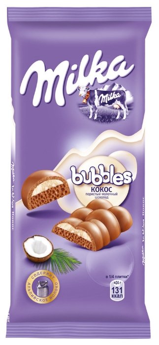 Шоколад Milka молочный пористый с кокосовой начинкой (фото modal 1)