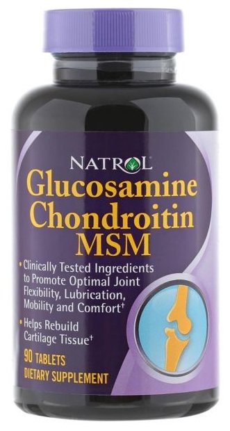 Препарат для укрепления связок и суставов Natrol Glucosamine Chondroitin MSM 90 шт. (фото modal 3)