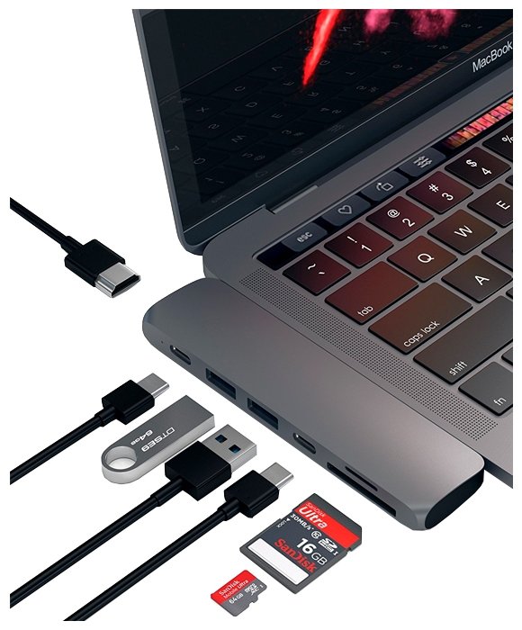 USB-концентратор Satechi Aluminum Type-C Pro Hub Adapter разъемов: 5 (фото modal 4)
