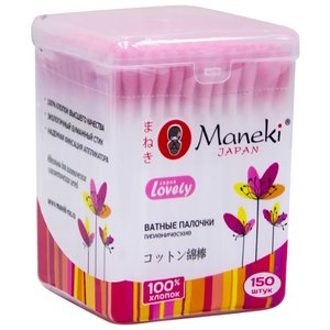 Ватные палочки Maneki Lovely с розовым бумажным стиком (CB944) (фото modal nav 1)