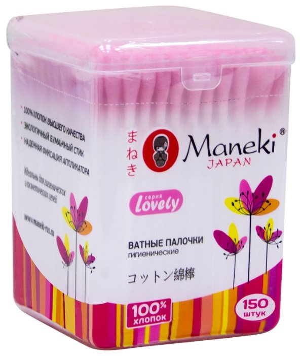 Ватные палочки Maneki Lovely с розовым бумажным стиком (CB944) (фото modal 1)
