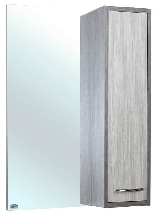 Зеркало Bellezza Смарт 55х69см орфео серый/орфео белый, правый без рамы (фото modal 1)