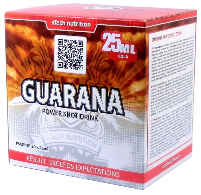 Предтренировочный комплекс aTech Nutrition Guarana Power Shot Drink (20 штук х 25 мл) (фото modal 2)