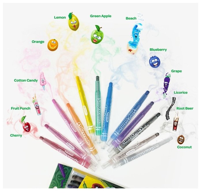 Crayola Восковые мелки мини выкручивающиеся ароматизированные 12 цветов 52-9712 (фото modal 5)