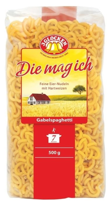3 Glocken Макароны Die mag ich Gabelspaghetti, 500 г (фото modal 1)